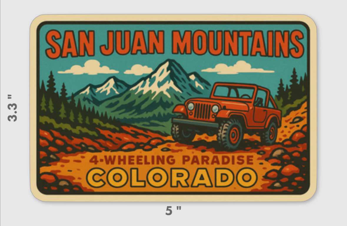 Vintage San Juan Mountains 4 Wheeling Sticker